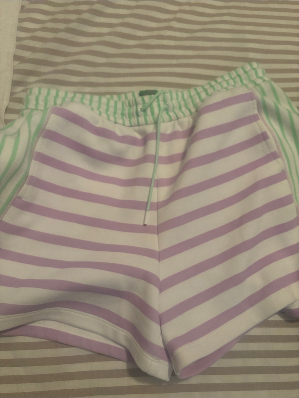 Scotch & Soda Lavender and Mint Striped Athletic Shorts